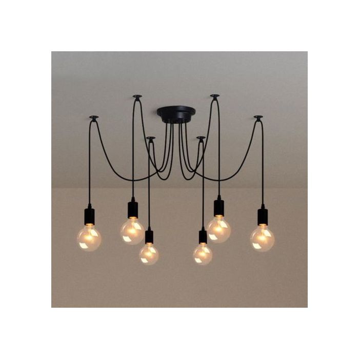 6 Têtes Antique Edison Style Réglable Bricolage Plafond Araignée Lumière Plafonnier  Lustre