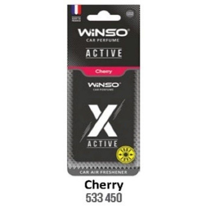 Parfum auto - WINSO - TABLEU X ACTIVE CHERRY - Élimine les odeurs - Design élégant - Parfum en cellulose