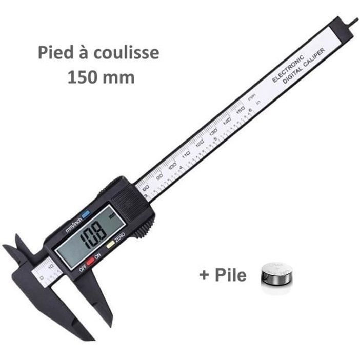 Pied à Coulisse digital LCD numérique 150mm micromètre Vernier Caliper + Pile