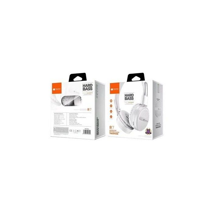 Écouteurs blancs Casque Bluetooth sans fil DeepBas R7 HandsFree Music-TSuppor TF Card-FM-Audio