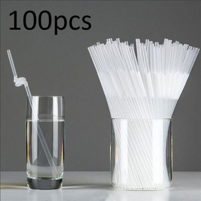 Pailles en Plastique - Durable - Lot de 100 - Épaisses - Pour Dîners - Mixte