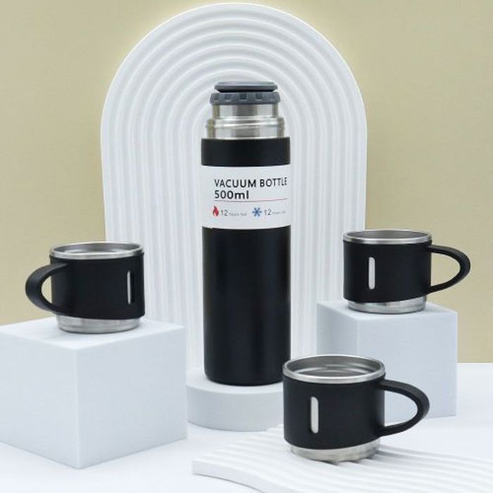 Thermos 500 ml Pour Conserver les Boissons Chaudes Avec 3 Tasses