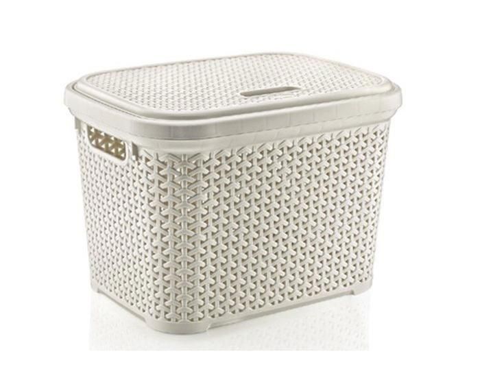 Panier de rangement - HOBBY LIFE - 081107-1 - Blanc - Rectangulaire - Tissage de rotin