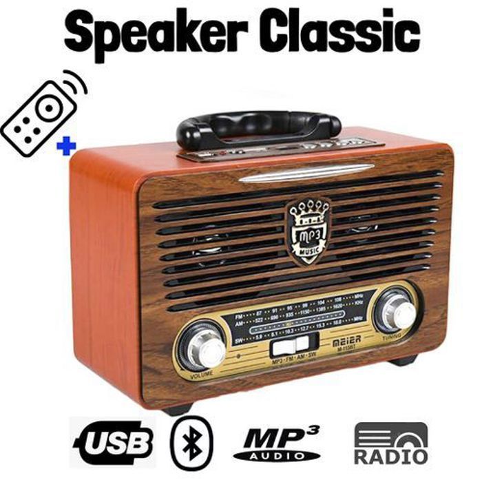 Radio Rétro - CLASSIC - Bois - Bluetooth - Lecteur Mp3 - USB/SD/TF