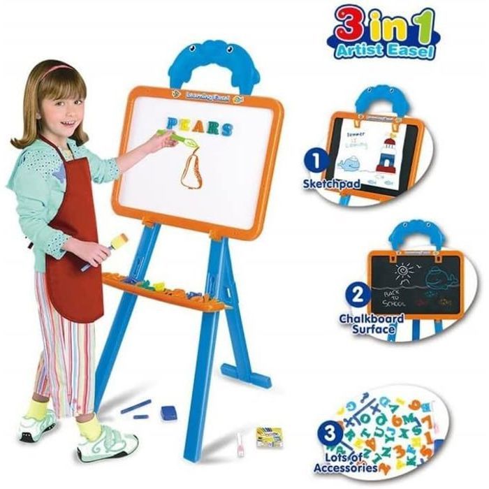 Tableau d'apprentissage 3 en 1, jouet Learning Easel, idéal pour le développement des enfants.