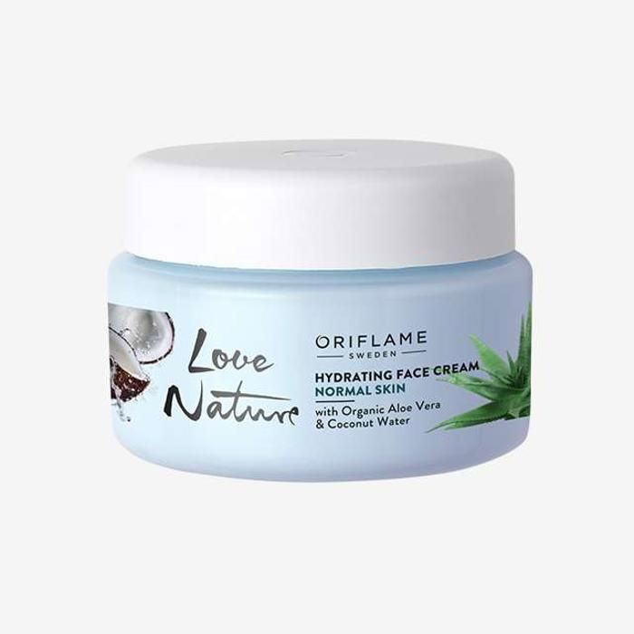 Crème Hydratante Visage - Love Nature - Aloe Vera - Eau de Noix de Coco - 50 ml - Sans Alcool