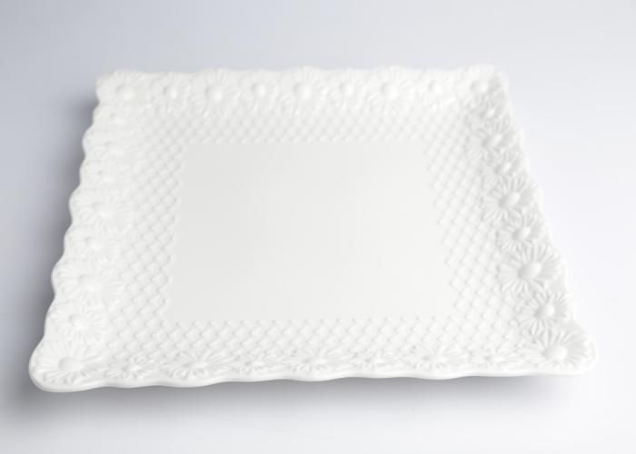 Assiette - GENERIC - Assiette Carrée en Porcelaine - 25x25 cm - Blanc - Compatible lave-vaisselle