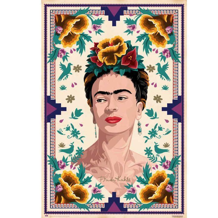 Poster - FRIDA KAHLO - Illustration - Papier brillant - 91.5 cm x 61 cm - Contemporain