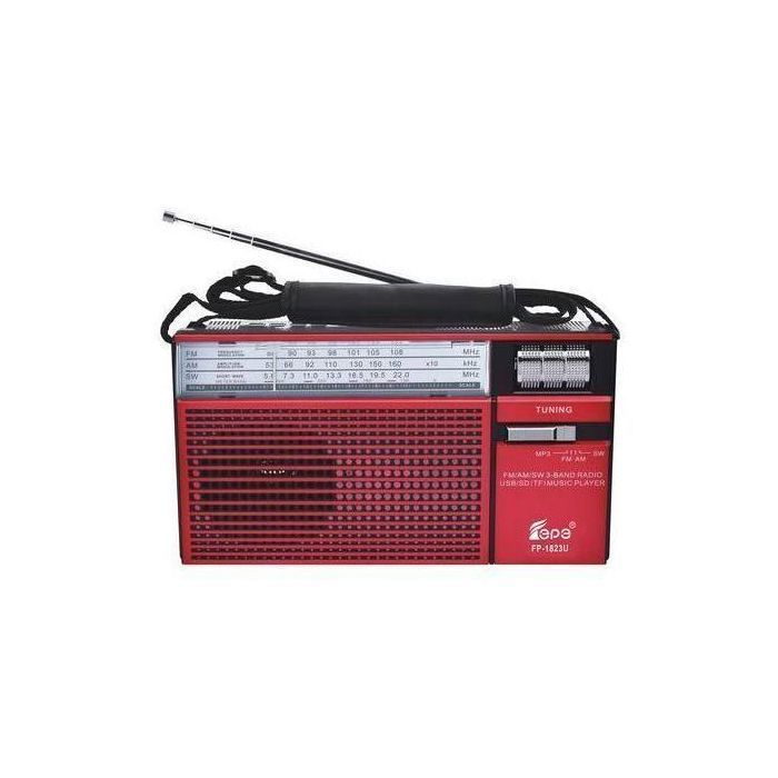 Fepe Radio AM FM SW portable rétro avec lampe de poche rechargeable USB/TF CARD Music Playe