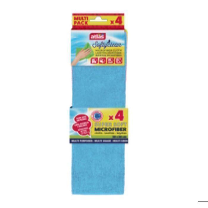 PACK DE 4 LAVETTES SOFTYCLEAN   30 X 30 CM