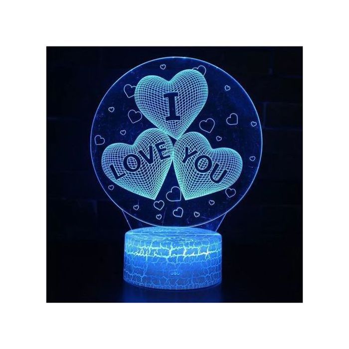 Veilleuse 3D - LED - I LOVE YOU - Violet - Décoration de Table - Économie d'énergie