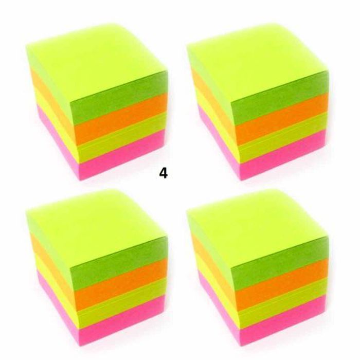 Post-it - Lux - 76x76mm - 4 Couleurs Fluo - 4 Blocs - Autoadhésif