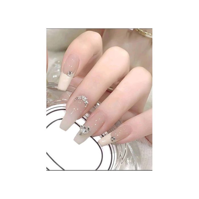 Faux ongles Brillant Avec Strass , Boite de 24 Pièces avec 1 gel gelée et 1 lime à ongles