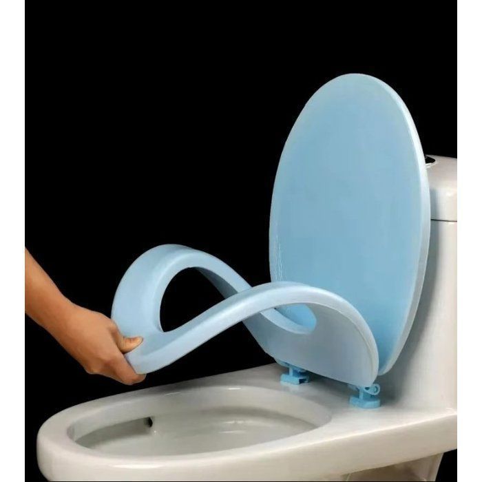 Siège de Toilette à Fermeture Douce avec Base Anti-Dérapante couleur bleu
