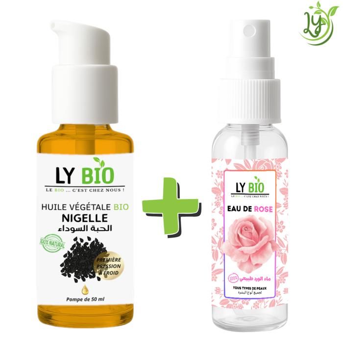 LYBIO PACK HUILE NIGELLE 50ML - POMPE + EAU DE ROSE 100ML