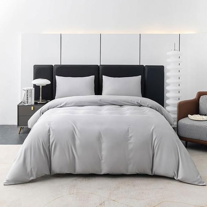 Housse parure de lit - Non spécifié - 160x220 cm - 100% Coton - Certifiée ISO 9001 - Gris