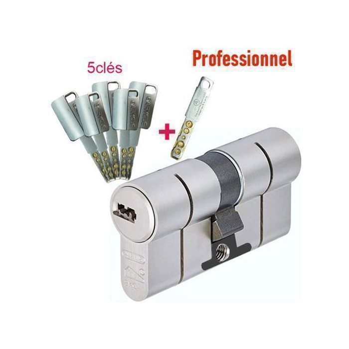 Serrure de Haute Sécurité - Protection Avancée - Cylindre Renforcé - 5 Clés - Acier Inoxydable - 3 Points
