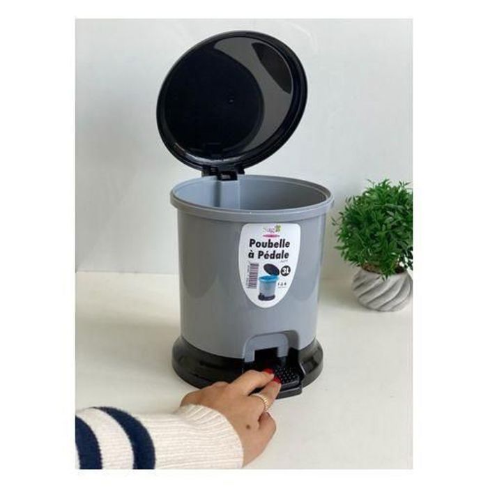 Saga Poubelle à Pédale -gris 3L