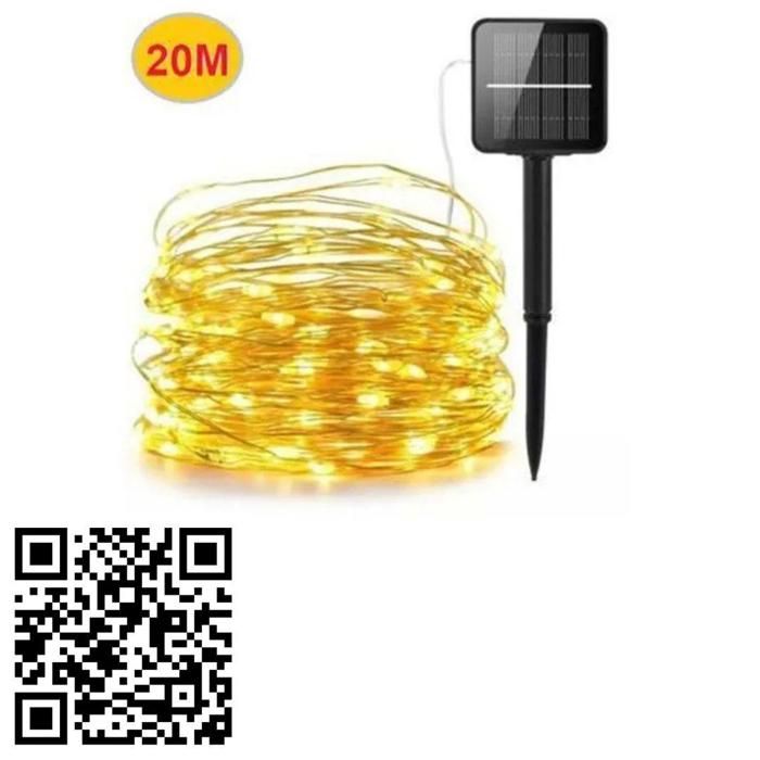 Guirlande LED solaire étanche fil de cuivre 20 m décoration jardin