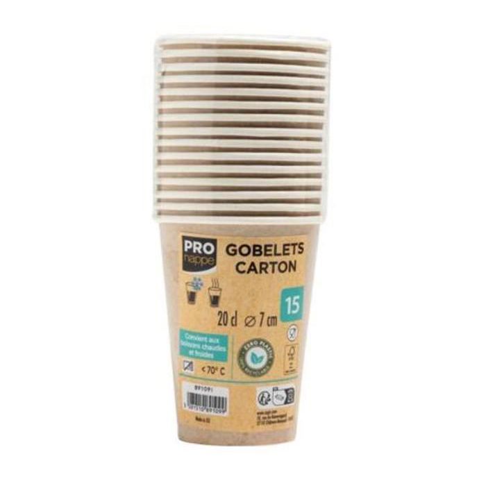 15 Gobelets en Carton 20 cl Kraft