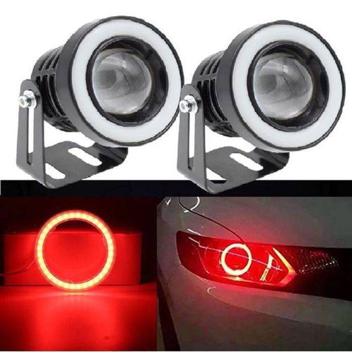 2pcs Anneau lumineux LED COB Phare antibrouillard pour motos et voiture rouge 12V (200 metre range)(Couleur aléatoire)