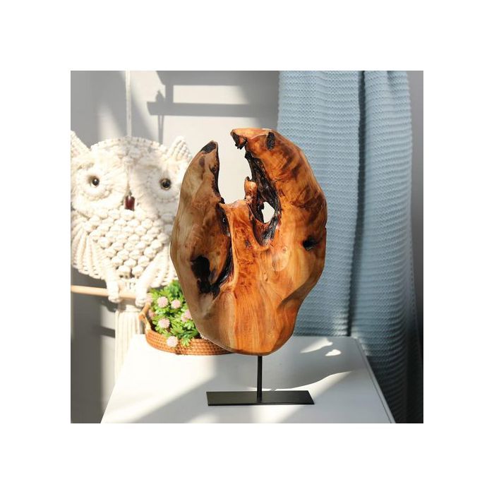 Sculpture en bois de racine de cèdre irrégulière ,  statues de table à bord naturel 50X30CM