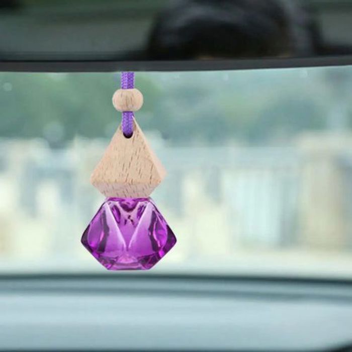 Flacon Diffuseur De Parfum De Voiture En Verre Ronde avec Couvercle en bois