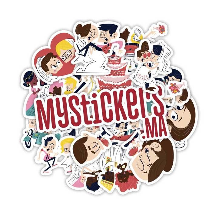 Stickers - Cérémonie de mariage - 3D - Multicolore - Papier - Contemporain