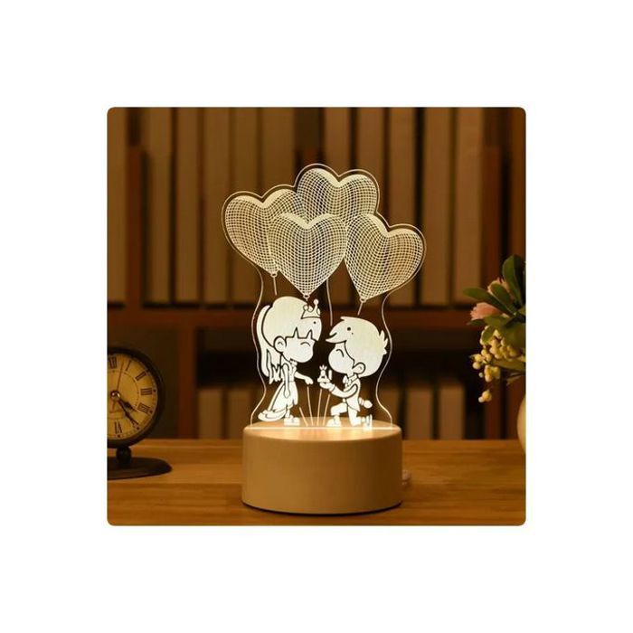 Lampe LED 3D - Love Romantic - Veilleuse de mariage - Acrylique - 4W - USB