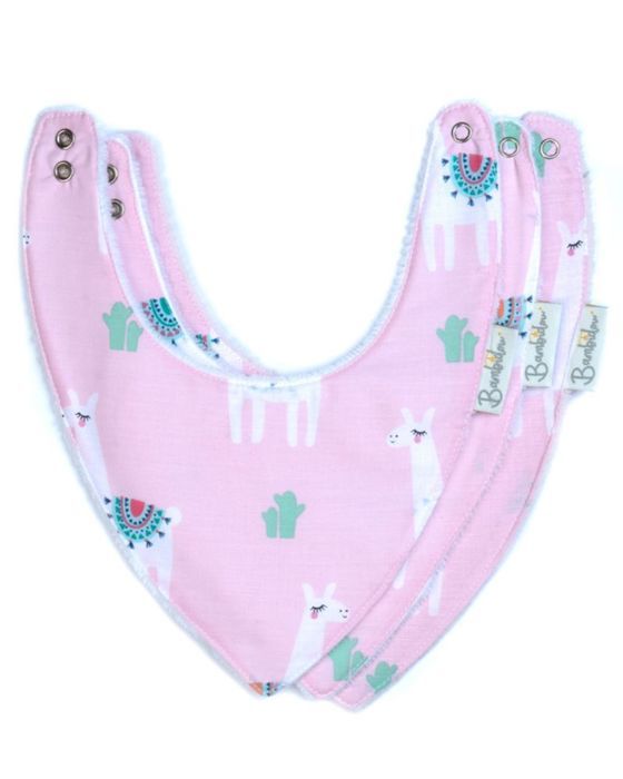 Pack 3 Bavoirs Bandana Lama Rose