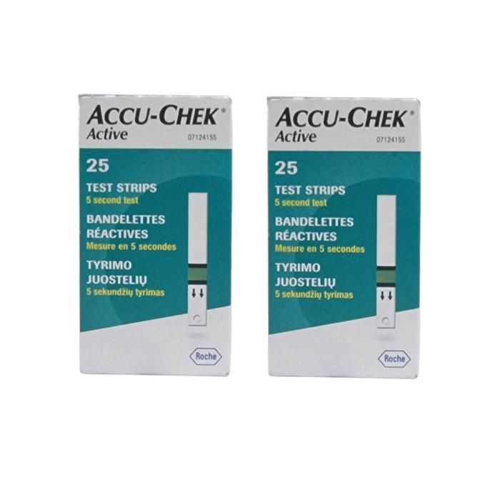 Pack 02 Boites de 25 Bandelettes ACCU-CHEK Active ( 50 Bandelettes )