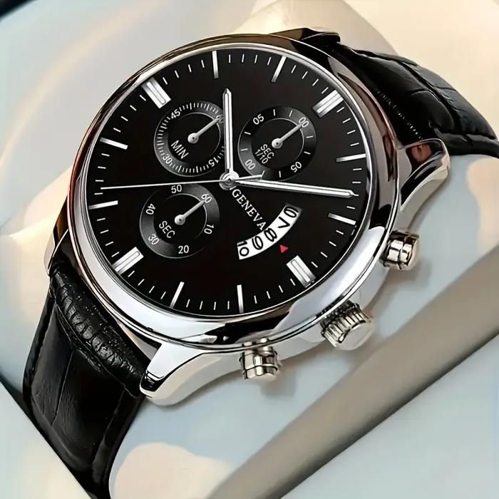 Montre - Mouvement Quartz - Similicuir - Noir - Style Classique - Homme