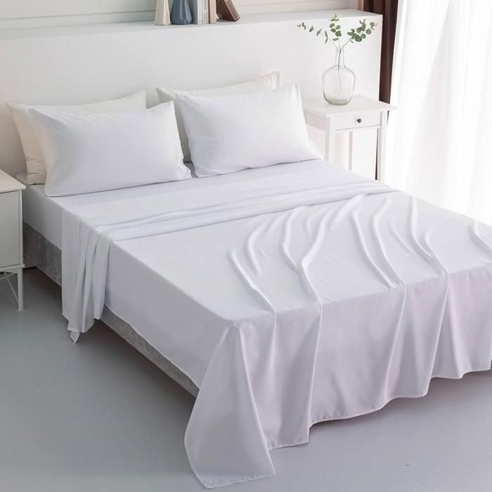 Parure de Lit - Non spécifié - 160x200 cm - Satin 100% Coton - 300 Fils - Couleur Blanc