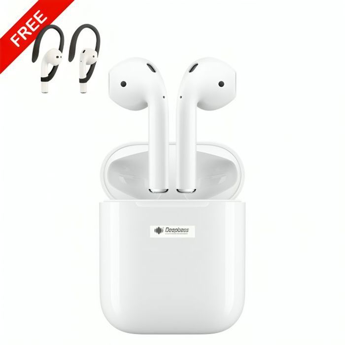 Ecouteur Sans Fil Bluetooth Original DEEPBASS TWS-R5 + Crochets d'Oreilles Sportifs Gratuit