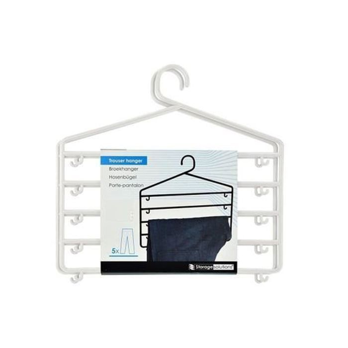Storage Solutions PACK 2 Porte-pantalon en plastique avec 5 barres de pantalons et 10 crochets