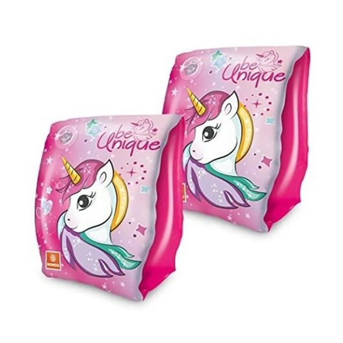 BRACELETS / BRASSARDS DE NATATION MONDO ROSE AVEC TETE DE LICORNE ENFANT 2 A 6 ANS