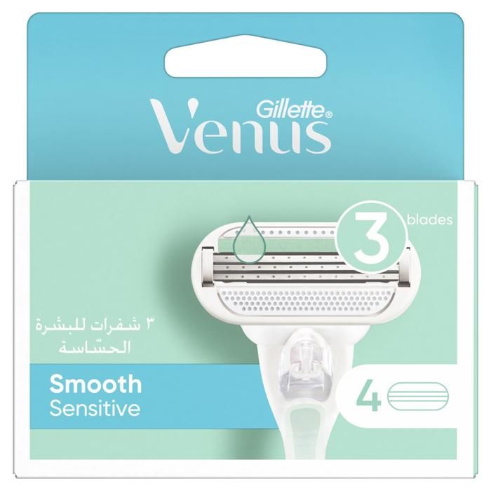Venus Recharges de Lames de Rasoir Smooth Sensitive 3 Lames - 4 unités