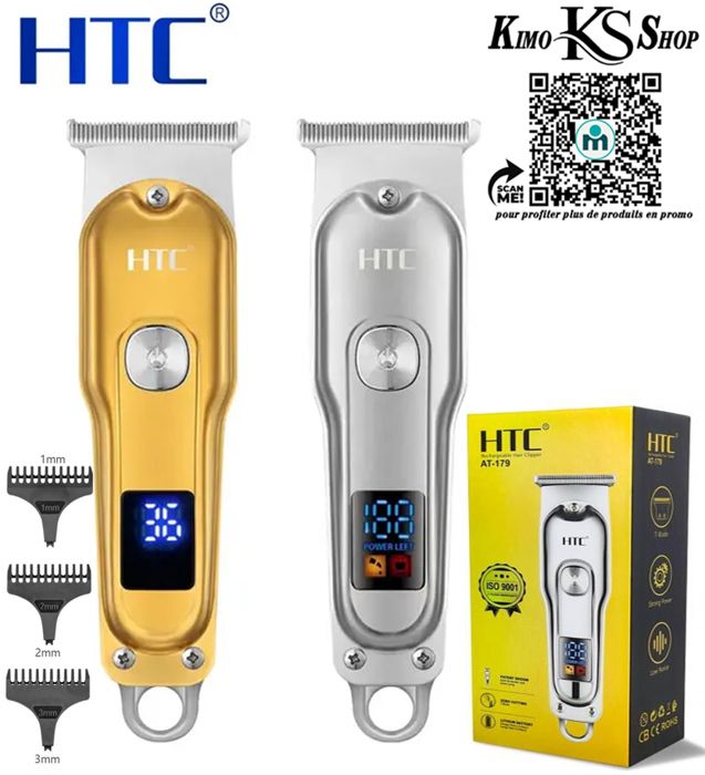 tondeuse à cheveux tondeuse HTC professionnel rechargeable USB sans fil T-blade zéro coupe entièrement en métal corps pour hommes