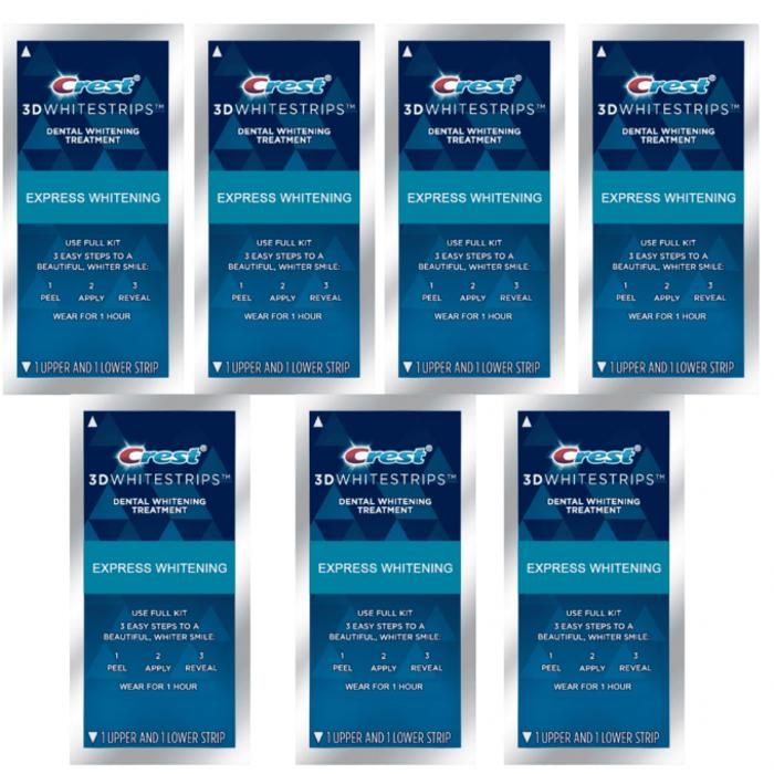 Blanchiment Dentaire - CREST - 3D White Express - 7 Sachets - Résultats en 1 Heure - Ultra Rapide