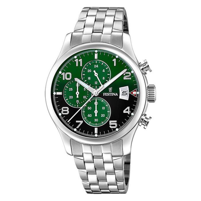 Montre - Festina - F20374/7 - Cadran Vert - Bracelet Acier Inoxydable - Chronographe 10ATM