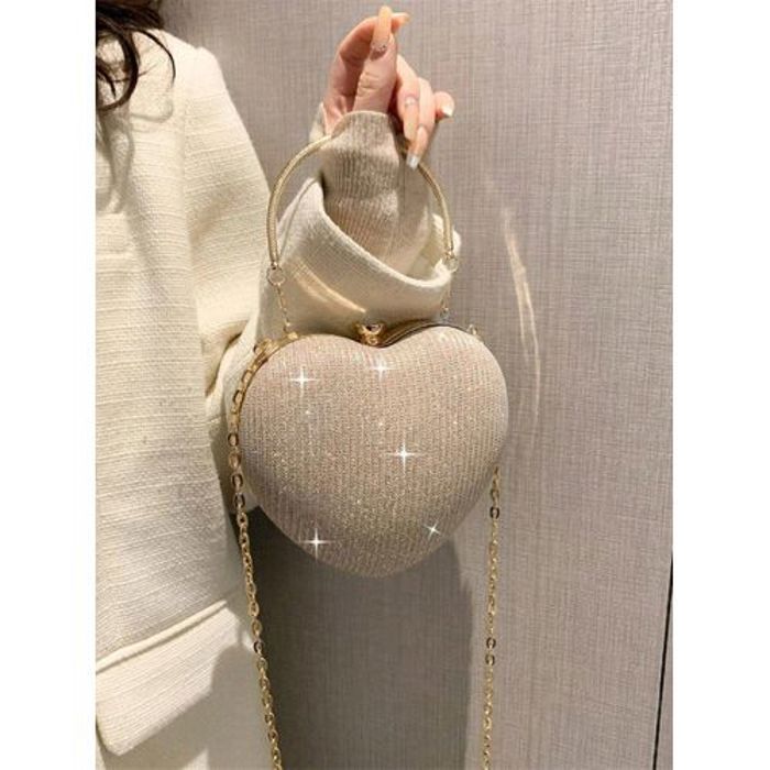 Sac de soirée - Y2K - Cœur scintillant - Paillettes - Strass - Cristal de luxe