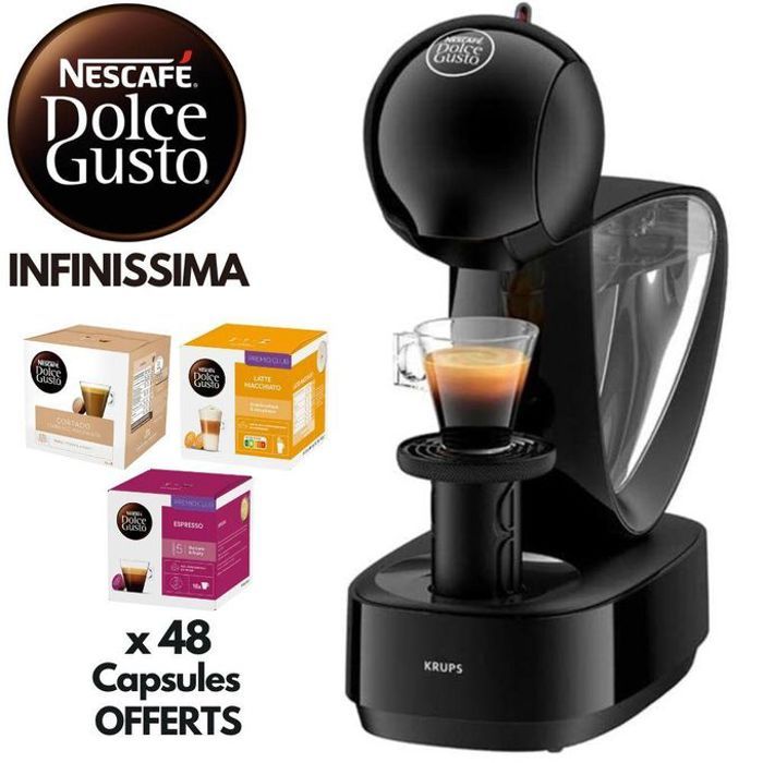 Nescafe Dolce Gusto INFINISSIMA Krups Cafetiere À Capsules Multi Boissons Livré avec 3 Packs De 48 Capsules Machine À Café 15 Bar