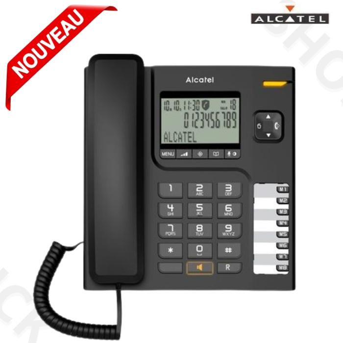 Alcatel Téléphone Filaire T76 Fonction Mains Libres écran LCD Noir
