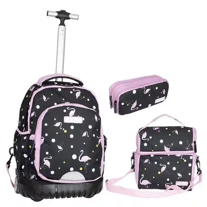 Cartable Trolley - ALGO - Flamenco Negro - 3 pièces - Multicolore - Primaire