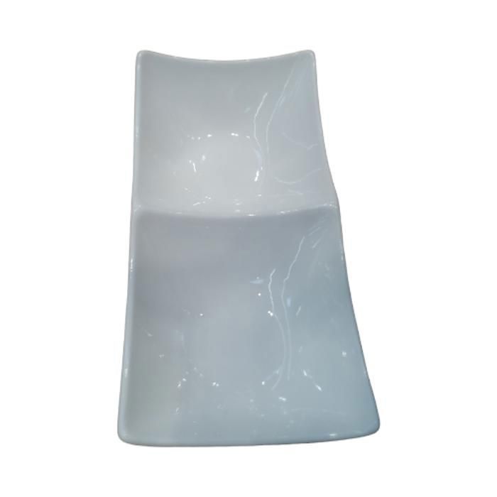 plate double carrée blanche en porcelaine