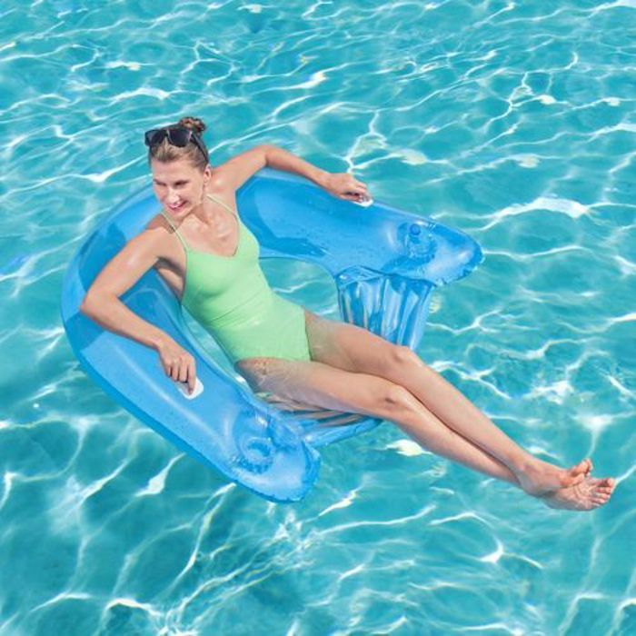 Bestway Bouée Fauteuil pour Piscine Avec 2 Poignées et 2 Porte-Gobelets 152 x 99 Cm