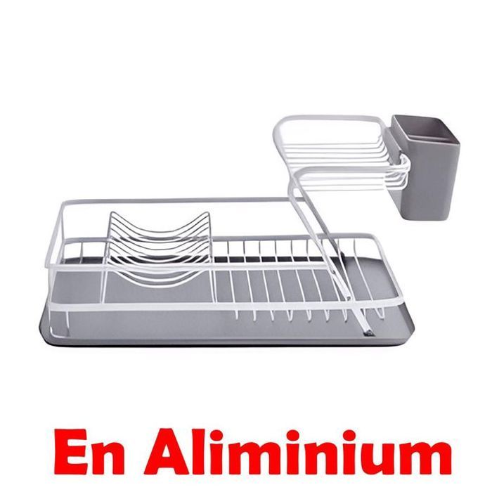 Égouttoir à vaisselle - Organisateur de cuisine - Aluminium - 2 niveaux - Léger - Résistant à la rouille