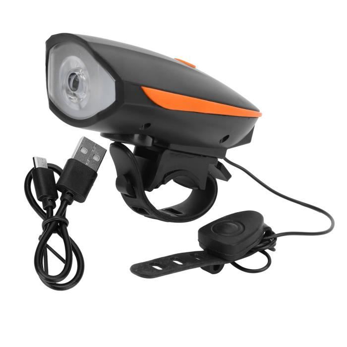 Feu avant de vélo - HURRISE - Noir - Chargement USB - Haut-parleur 120db - 3 modes lumineux