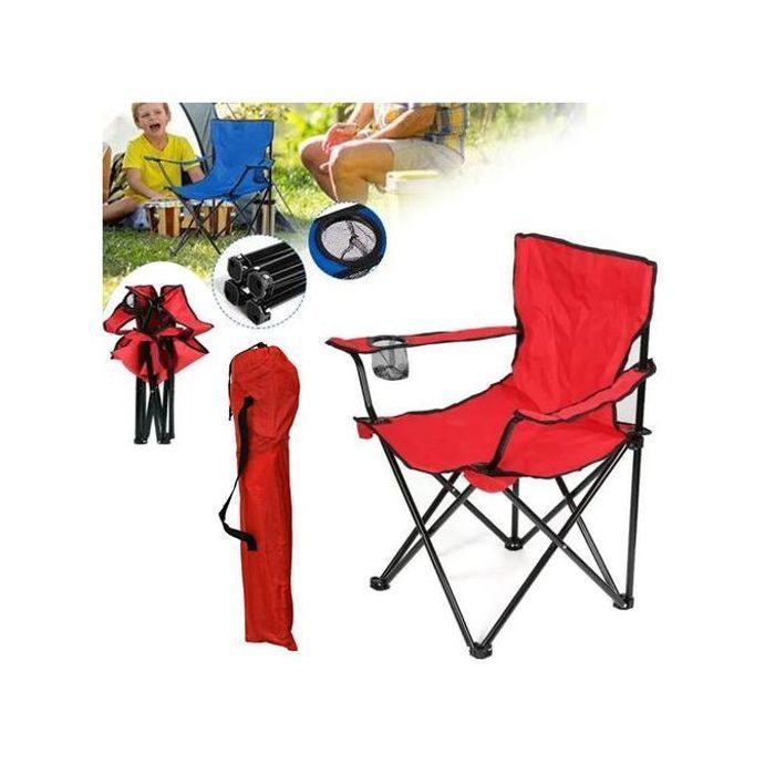 Chaise de Camping pliable avec porte-gobelet + Sac, Chaise confortable pour la plage,la pêche