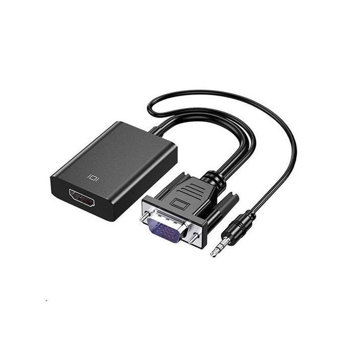 Adaptateur VGA mâle vers HDMI output 1080P HD+ audio, pour une conversion pratique.